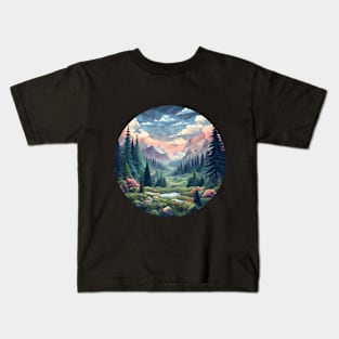 Polygonal Forest Dusk Kids T-Shirt